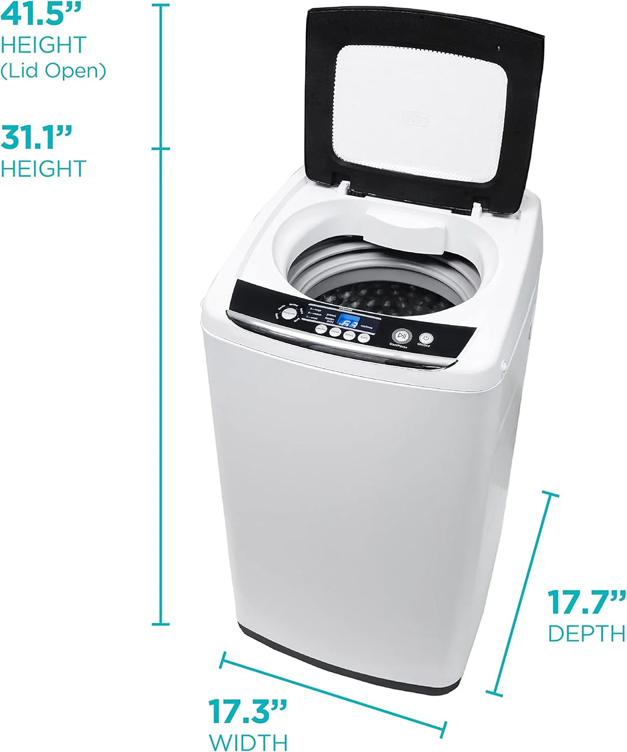 Portable Washer 6.6 lb. Capacity Washing Machine for Homes & Apartments 5 Wash Cycles Quick Connect Sink Adapter and Drain Hose Included Transparent Lid