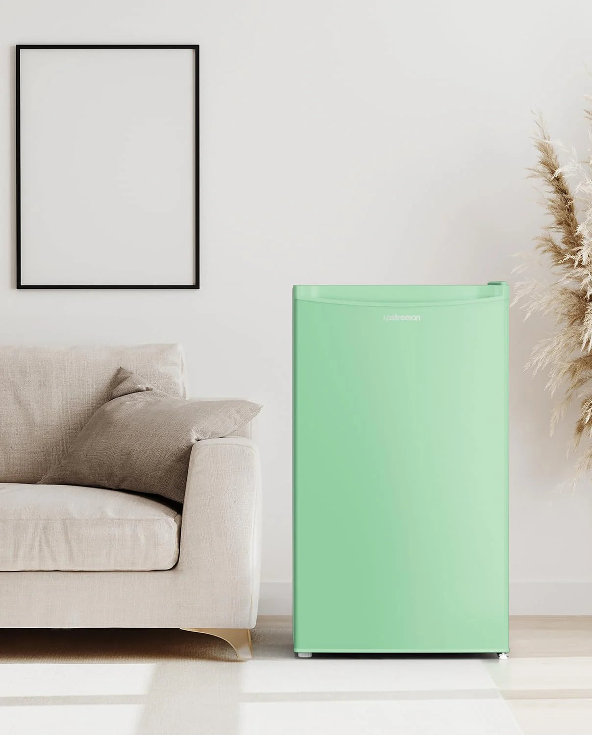 Upstreman 3.2 Cu.Ft Mini Fridge with Freezer, Single Door Mini Fridge, Dorm Fridge, Adjustable Thermostat, Mini Refrigerator for Bedroom, Office, Dorm, Black-BR321