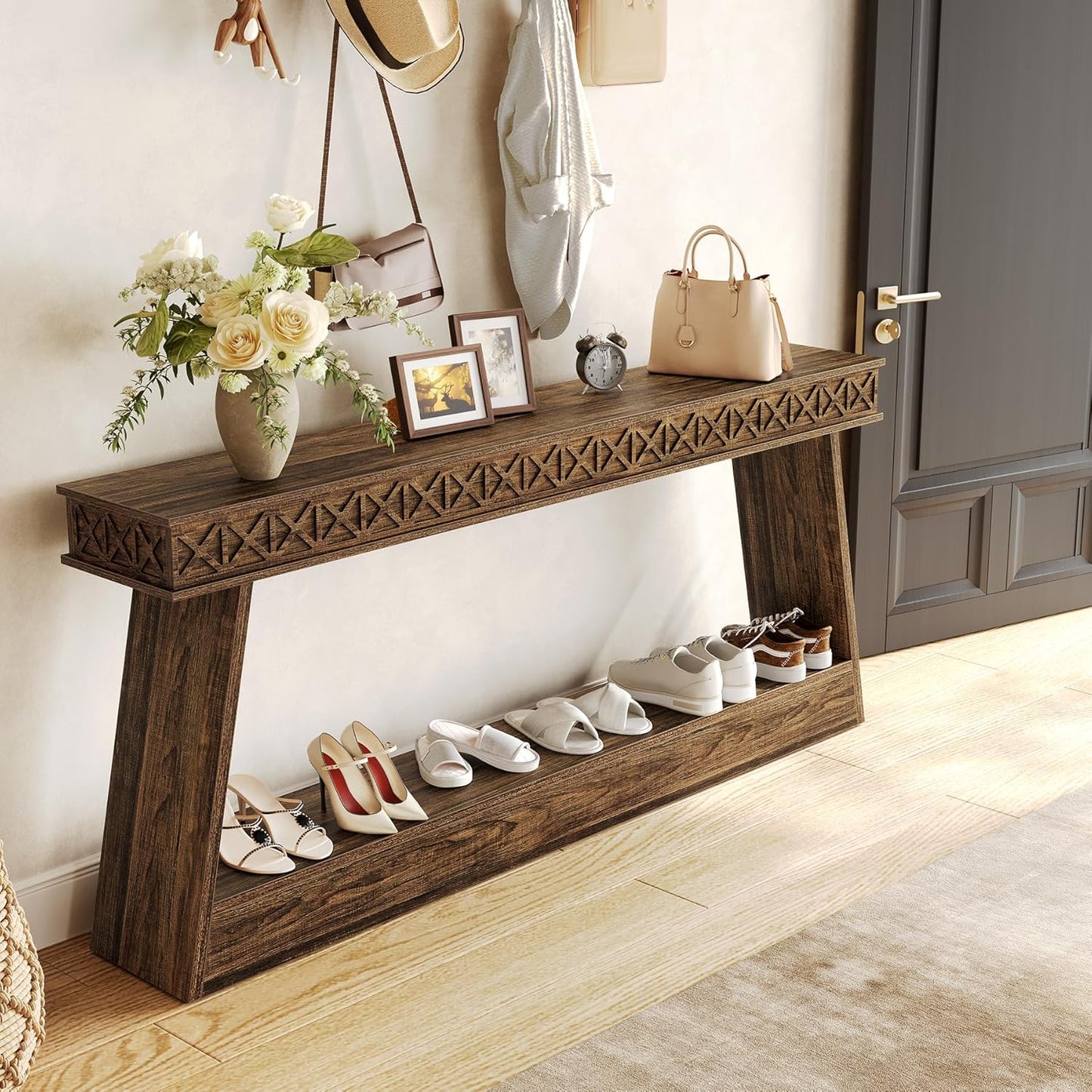 70.9-Inch Long Console Table Narrow Sofa Table Behind The Couch