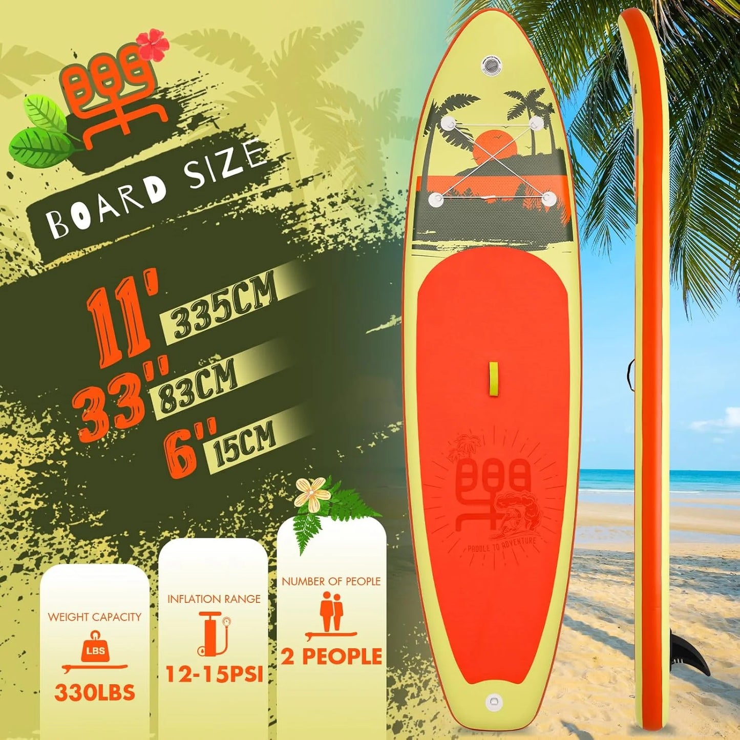 FunWater Inflatable Stand Up Paddle Board with Premium SUP Paddle Accessories, Non-Slip EVA Deck, 11'/10'6' Paddle