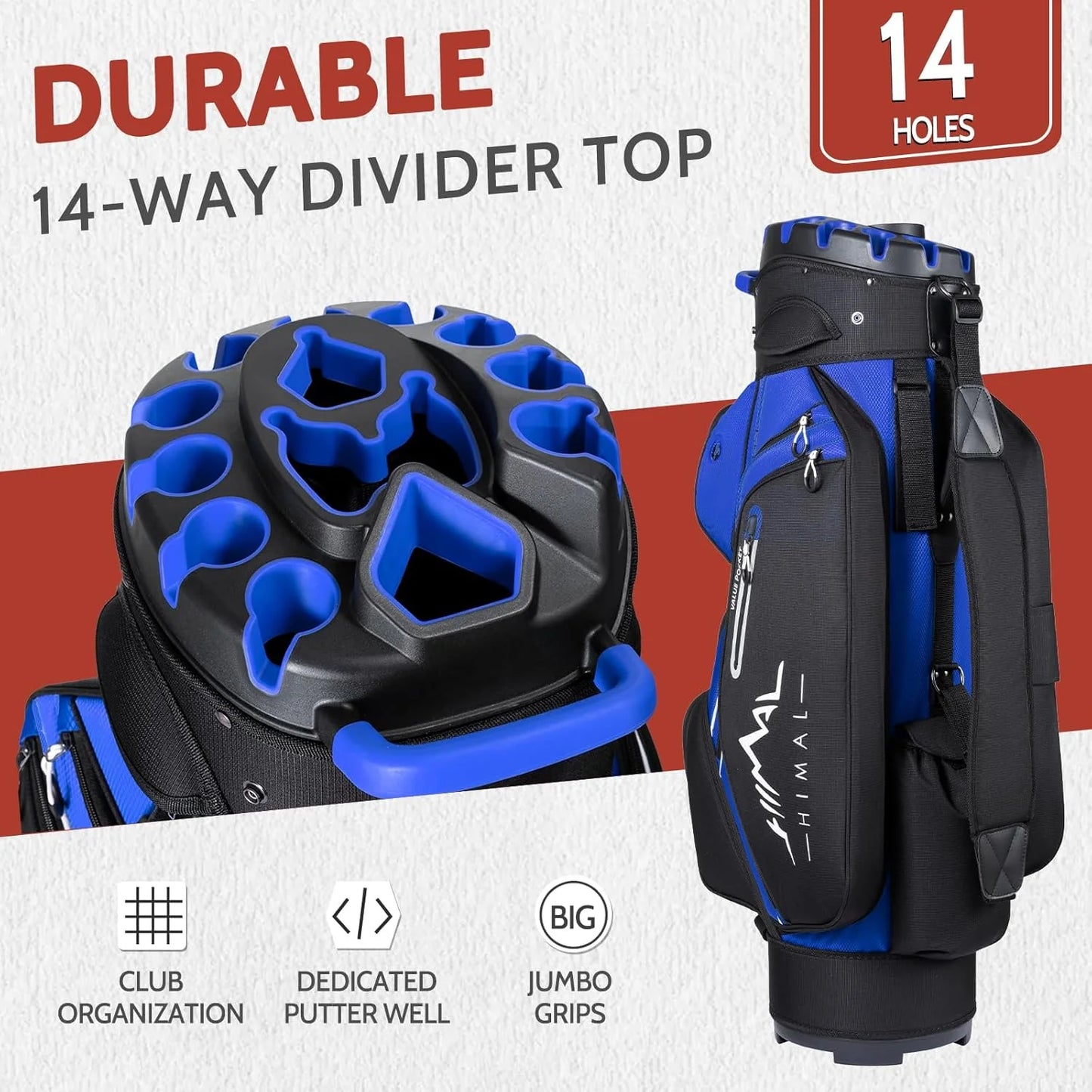 14-Way Golf Cart Bag Pro with Full Length Divider Top, Golf Bag for Men