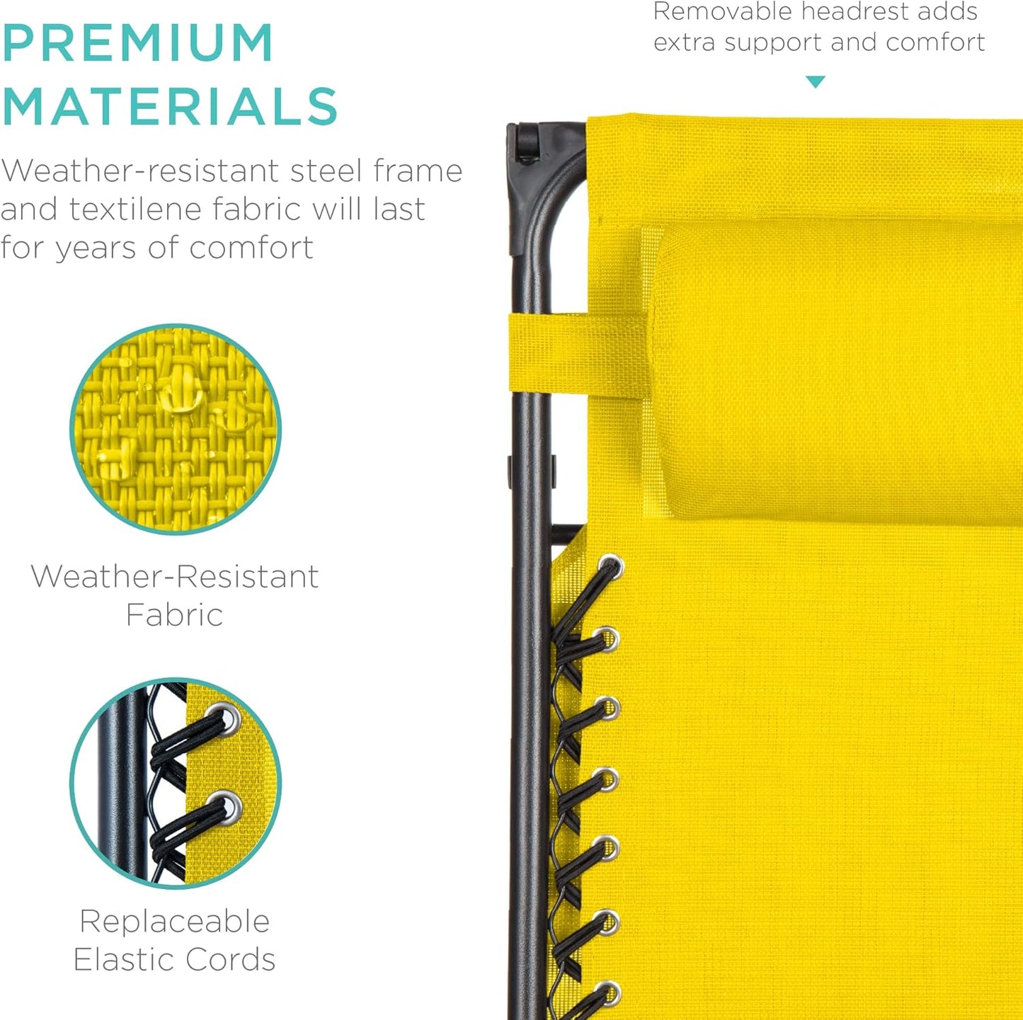 Best Choice Products Folding Zero Gravity Outdoor Recliner Patio Lounge Chair w/Adjustable Canopy Shade, Headrest, Side Accessory Tray, Textilene Mesh - Peacock Blue