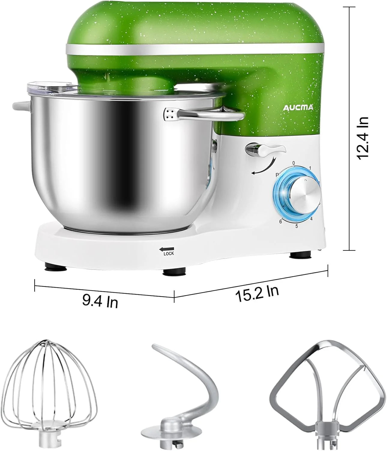 Aucma Stand Mixer,6.5-QT 660W 6-Speed Tilt-Head Food Mixer, Kitchen Electric Mixer with Dough Hook