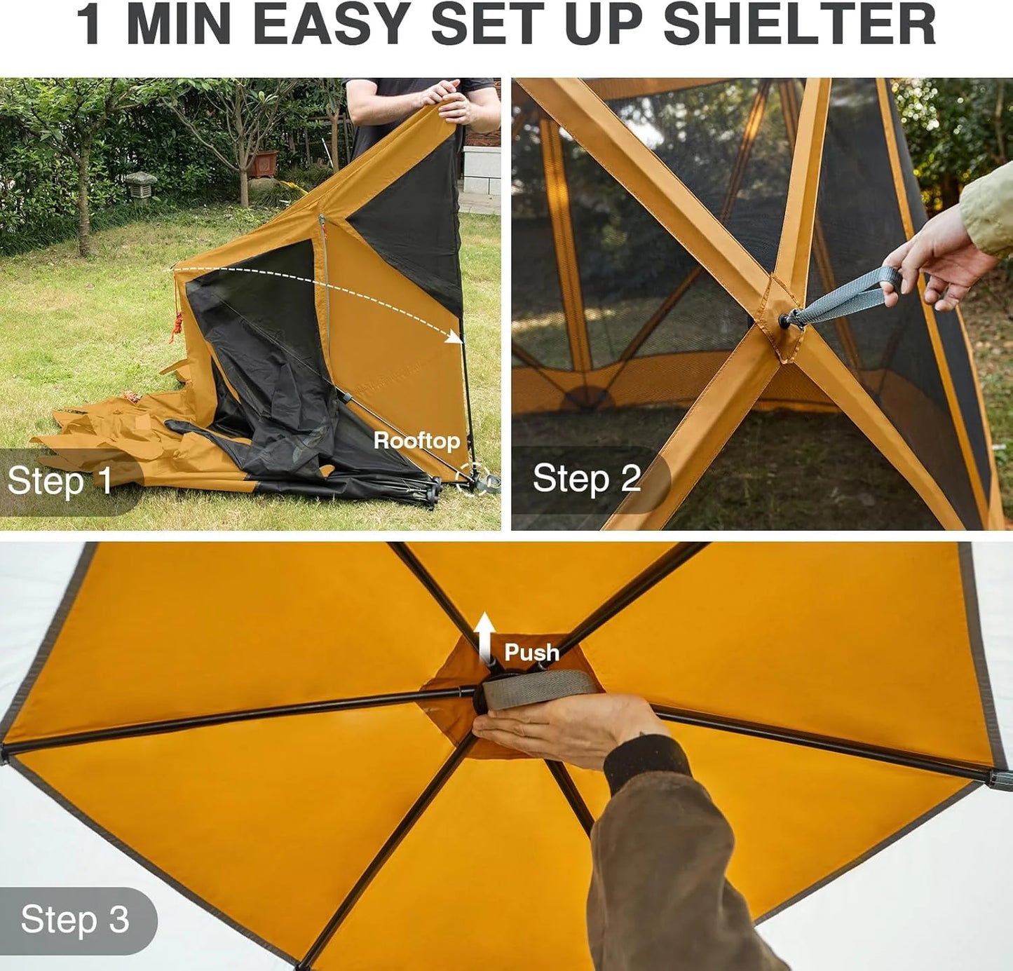 Pop up Screen House Tent for Camping 11.5 x 9.8 ft, Instant Screened Gazebo Canopy with Netting, Portable Shelter Enclosure