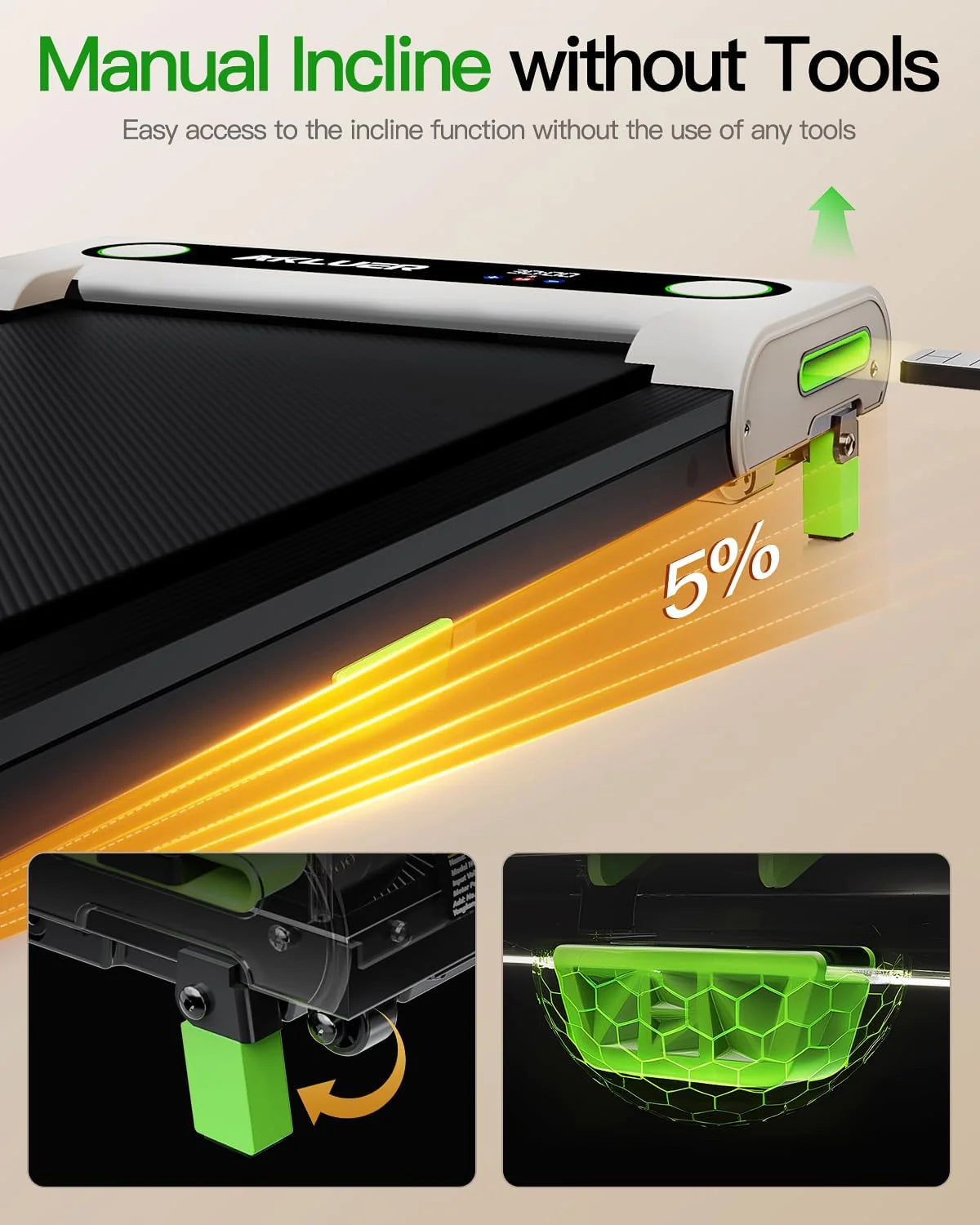 Akluer Inclined Home Treadmill 2.5 HP Small Under-Desk Treadmill with Remote Control and LED Display