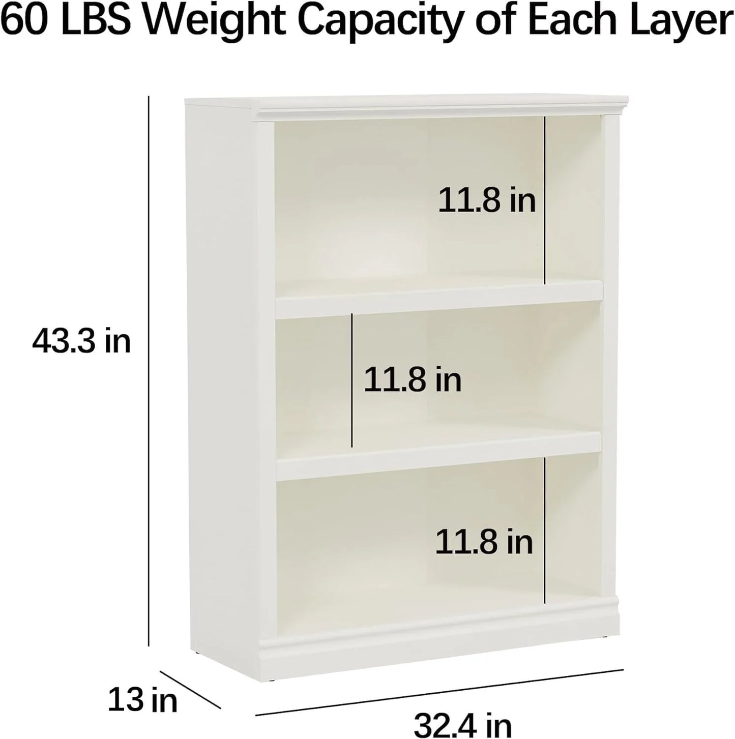 70-Inch Tall White Bookcase 5 Tiers Shelves Open Storage Bookshelf