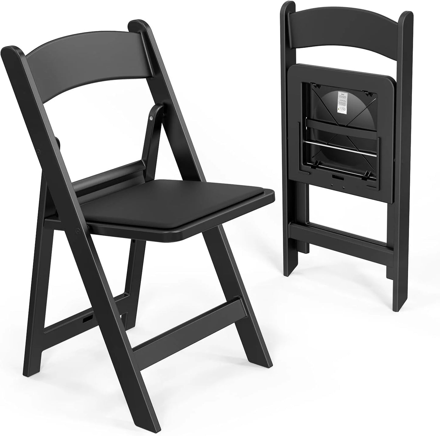 VINGLI Resin Folding Chair with Cushion Foldable Plastic Chair with Comfortable Cushioned Seat