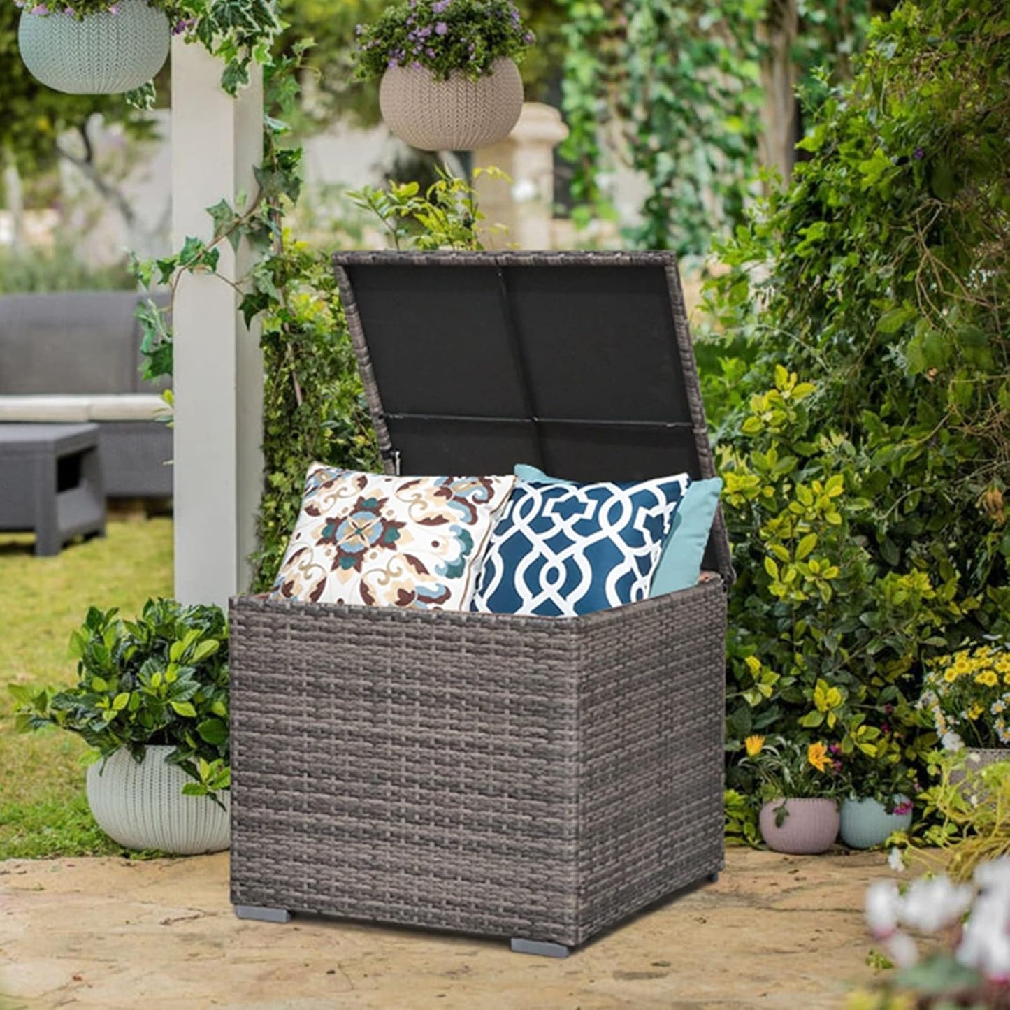 Wicker Outdoor Patio Storage Box Waterproof