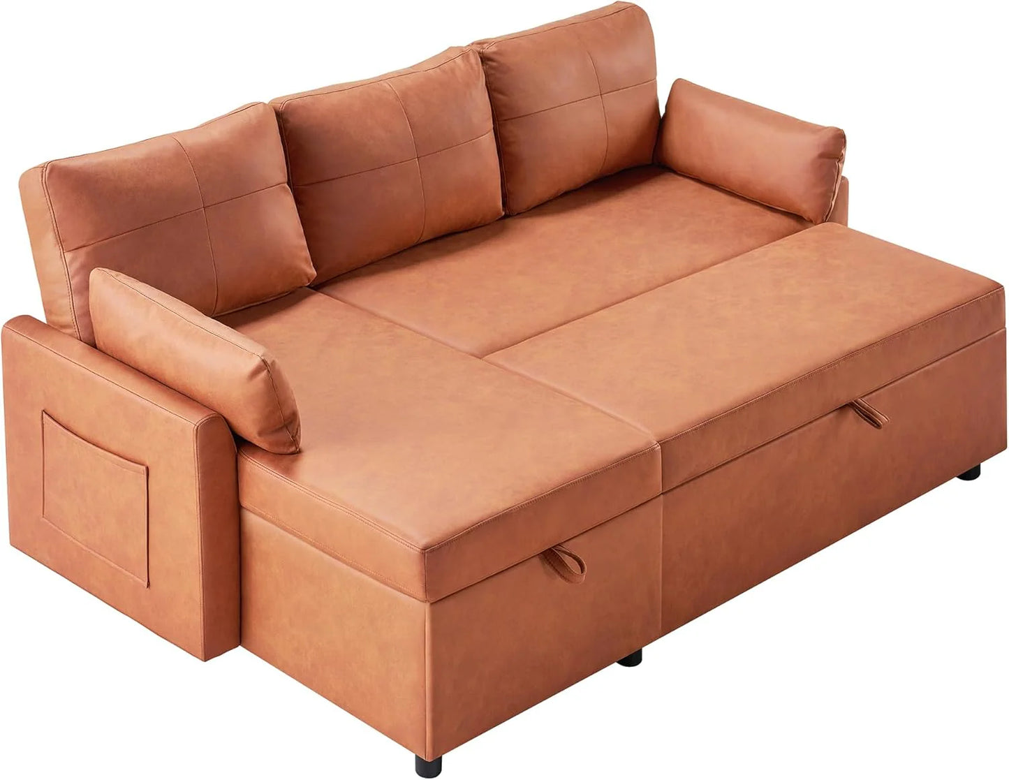 VanAcc Sofa Bed, Sleeper Sofa with Storage Chaise- 2 in 1 Pull Out Couch Living Room, Comfy Sleeper Couch