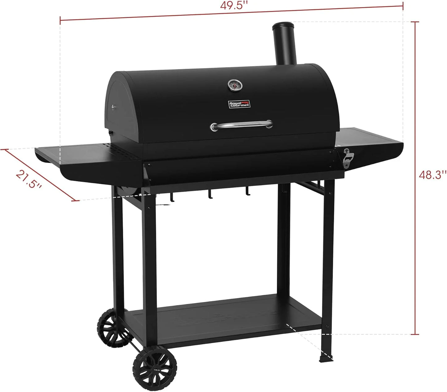 Royal Gourmet CC1830T 30-Inch Barrel Charcoal Grill with Warming Rack & Front Storage Basket, Outdoor BBQ Grill with 627 sq. in. Grilling Area for Backyard Barbecue Cooking Party, Black