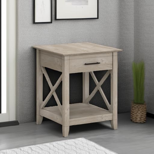 Key West Small End Table with Storage Modern Farmhouse Accent Shelf