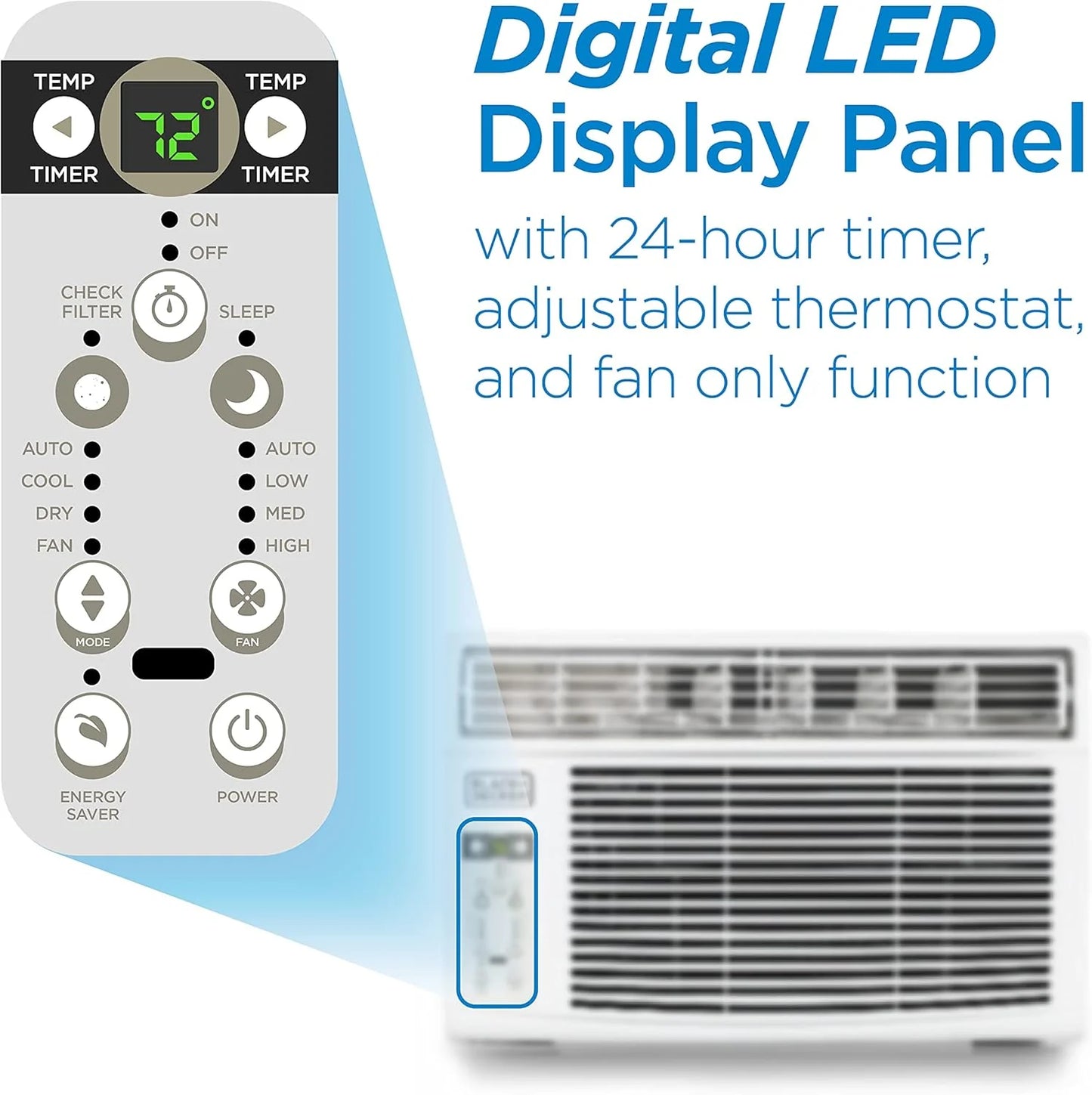 BLACK+DECKER Window Air Conditioner 5000 BTU, Cools Up to 150 Square Feet, AC Unit with Mechanical Controls, Manual Fan Only and Cool Settings, BD05MWT6, White