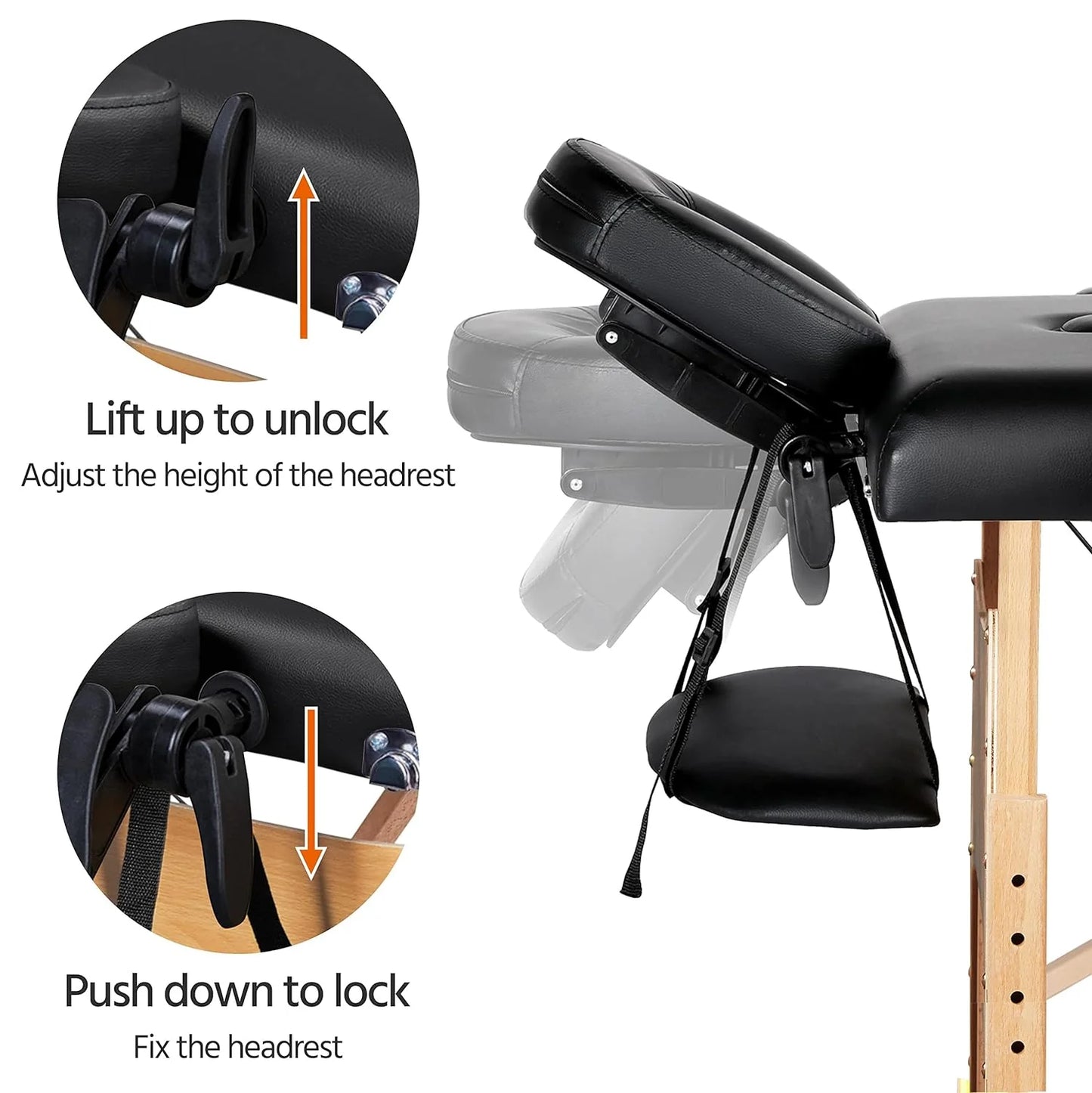 Yaheetech Massage Table Portable Lash Beds Spa Bed Massage Couch Foldable Spa Tables Adjustable 2 Fold with Non-Woven Bag 24 inch, Black