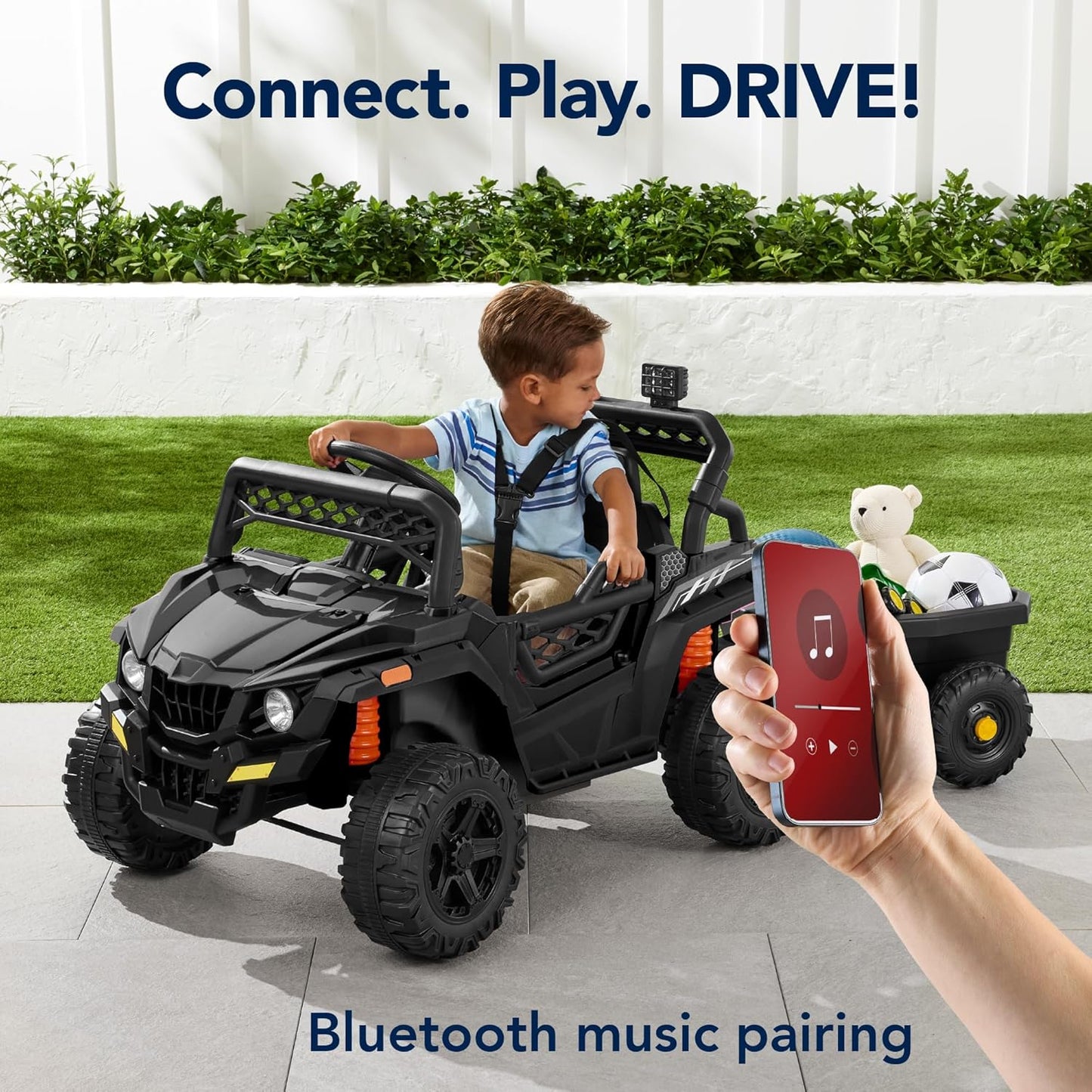 Children's black UTV electric children's car