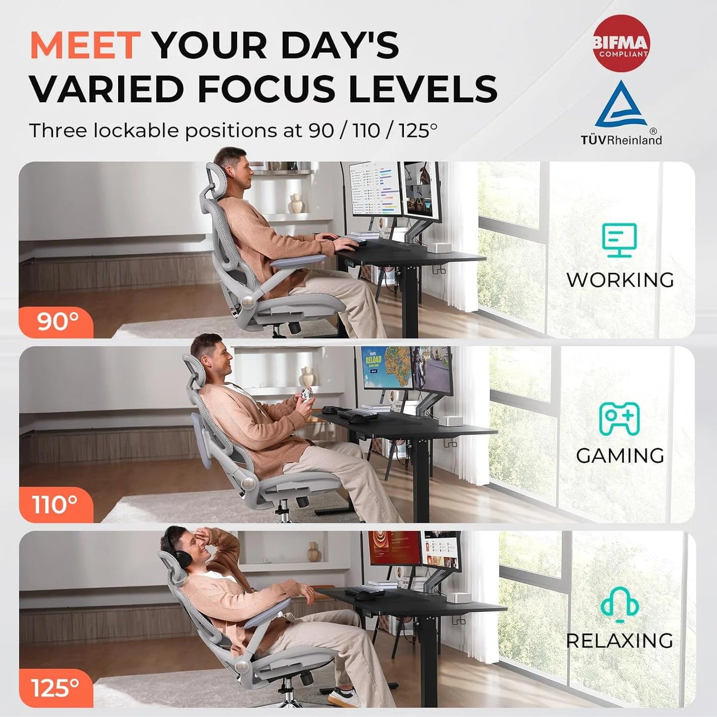 Ergonomic Mesh Office Chair with Adjustable Lumbar High Back Desk Chair 400 lbs