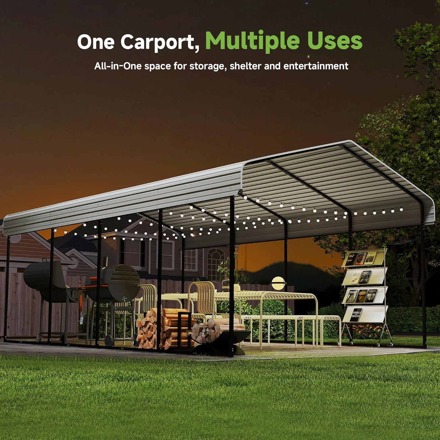 10'x15' Heavy Duty Metal Carport, Outdoor Garage Car Shelter Shade with Heavier Frame