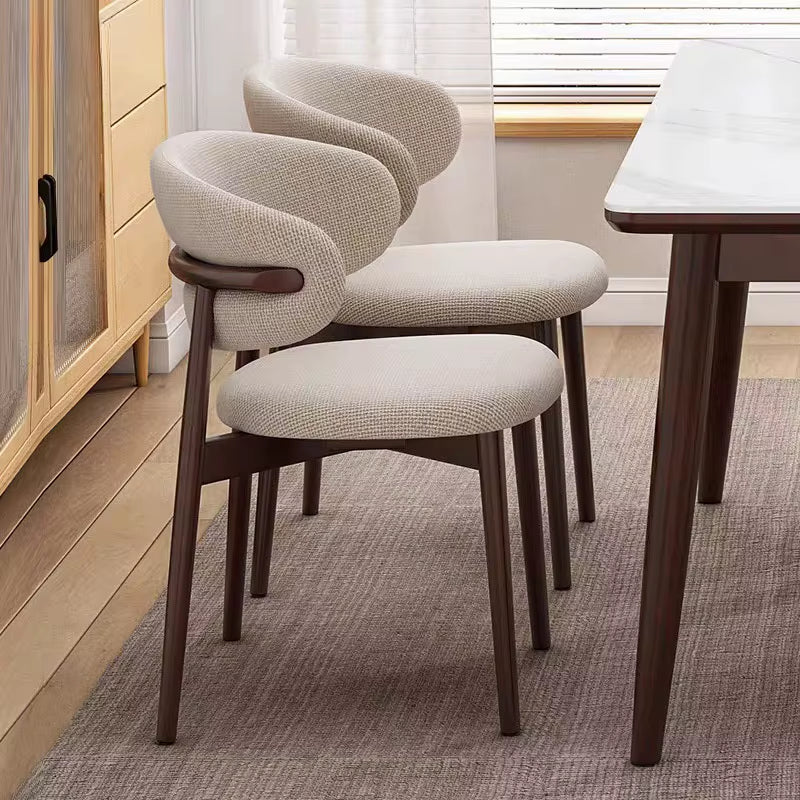 Modern Solid Wood Dining Chair with Fabric Seat for Home and Restaurant