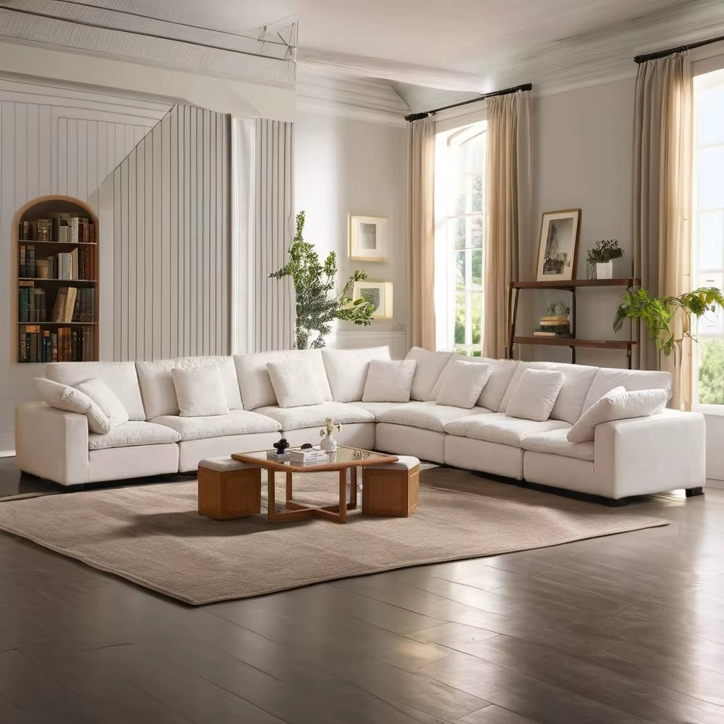 Nordic L-Shaped Cloud Sofa Set Modern Villa Corner Furniture