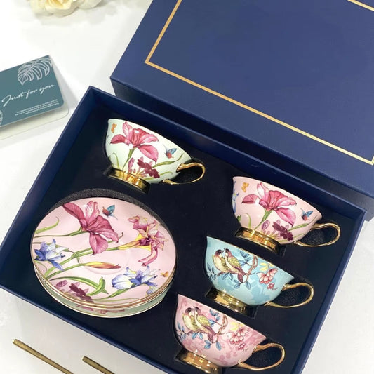 Luxury British Style Bone China Tea Cup and Saucer Set