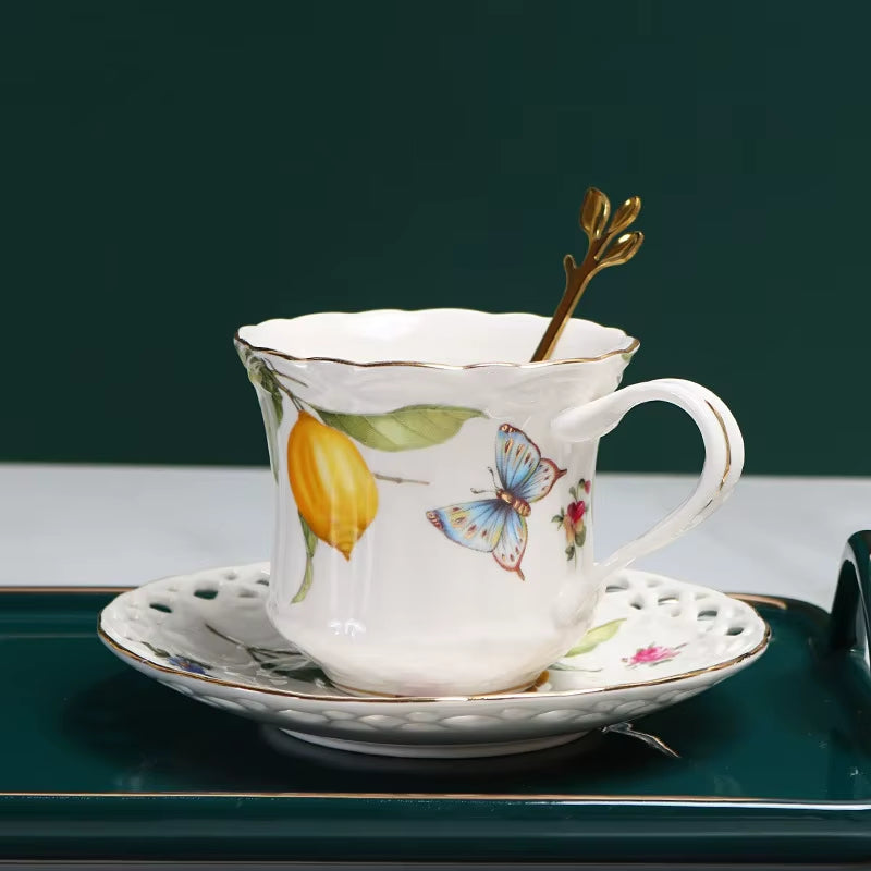 European Style Ceramic Coffee Cup and Saucer Elegant Tea Set