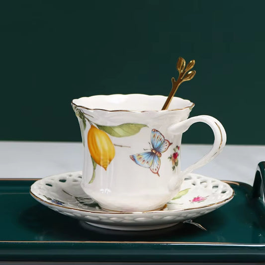 European Style Ceramic Coffee Cup and Saucer Elegant Tea Set