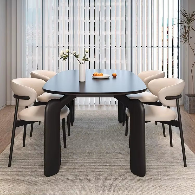 Luxury Oval Dining Table Set in Black for Compact Dining Rooms