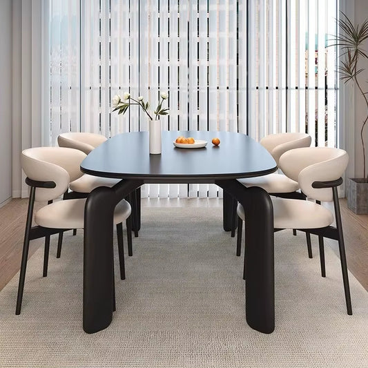 Luxury Oval Dining Table Set in Black for Compact Dining Rooms