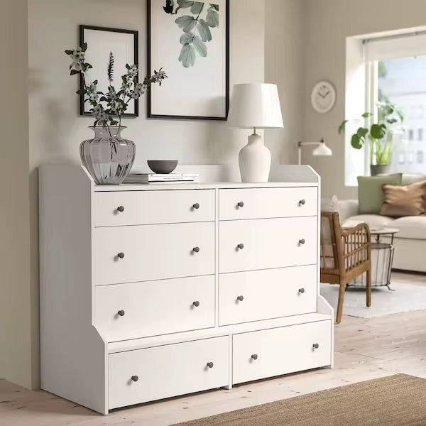 Multi-Functional White Wooden Bedroom Drawer Chest Furniture