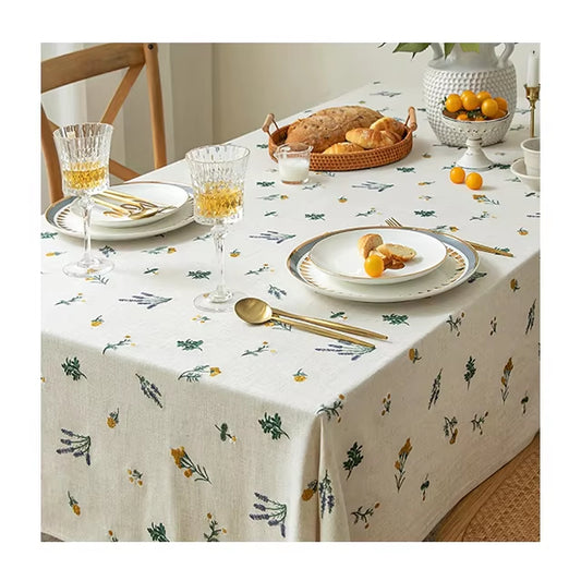 Cotton Linen Tablecloth for Dining Room Rectangular Party Use