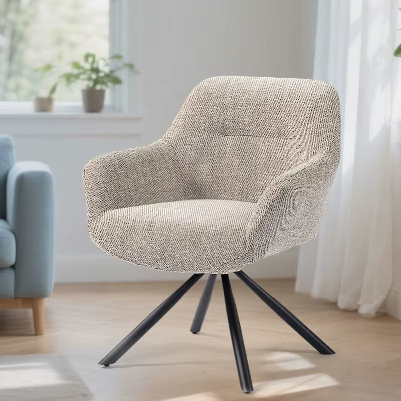 Modern Beige Accent Chair with Armrests for Living Room or Office