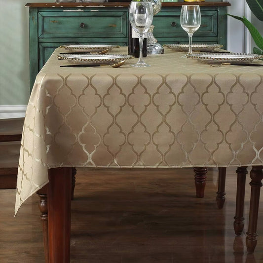 Jacquard Gold Tablecloth Waterproof Polyester for Kitchen or Dining