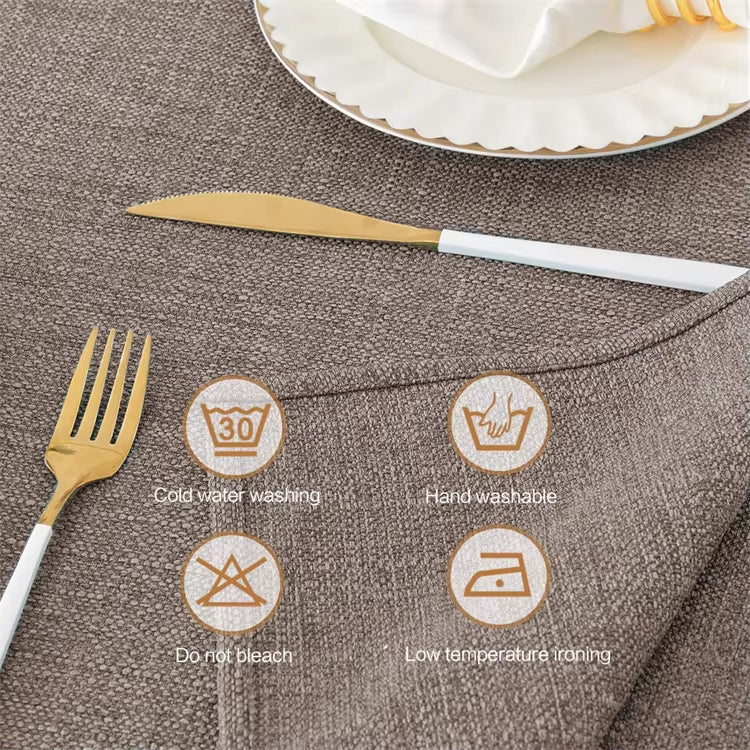 Waterproof Linen Tablecloth Rectangle Anti Wrinkle for Kitchen Dining