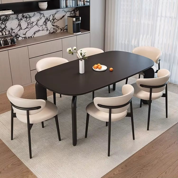 Luxury Oval Dining Table Set in Black for Compact Dining Rooms