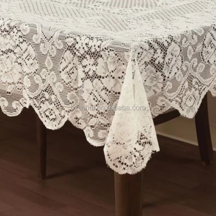 Lace Tablecloth Floral Polyester for Kitchen and Dining Room Decor