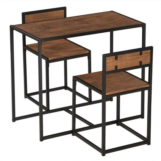 Compact Kitchen Dining Set with Metal Frame and Wood Tabletop