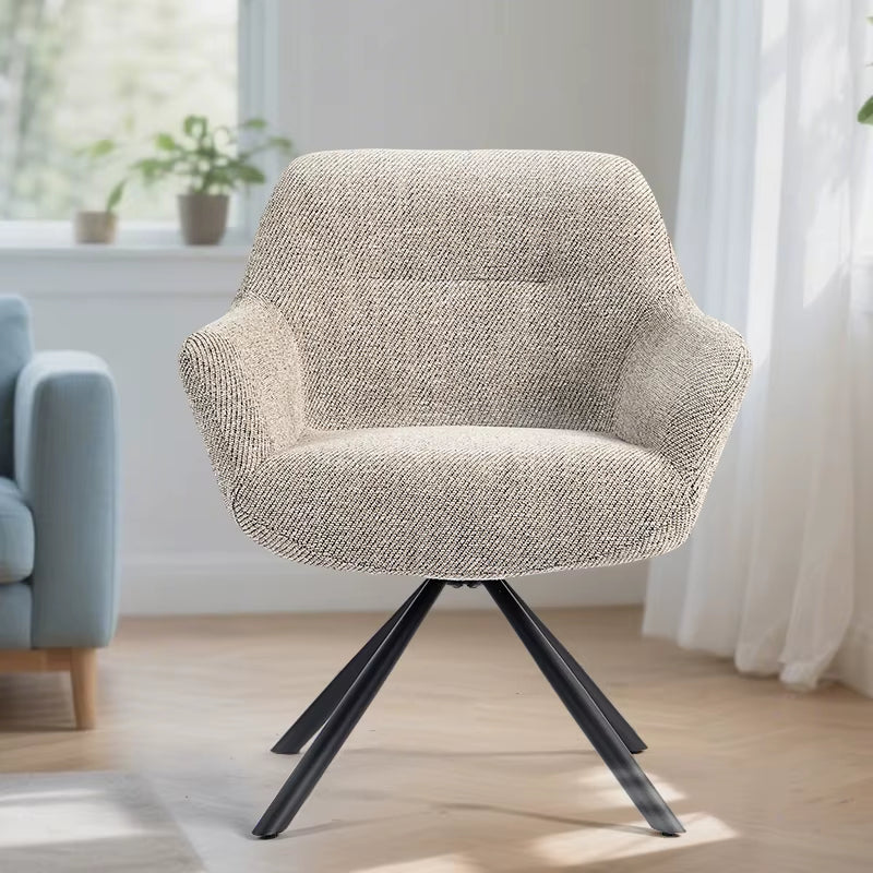 Modern Beige Accent Chair with Armrests for Living Room or Office