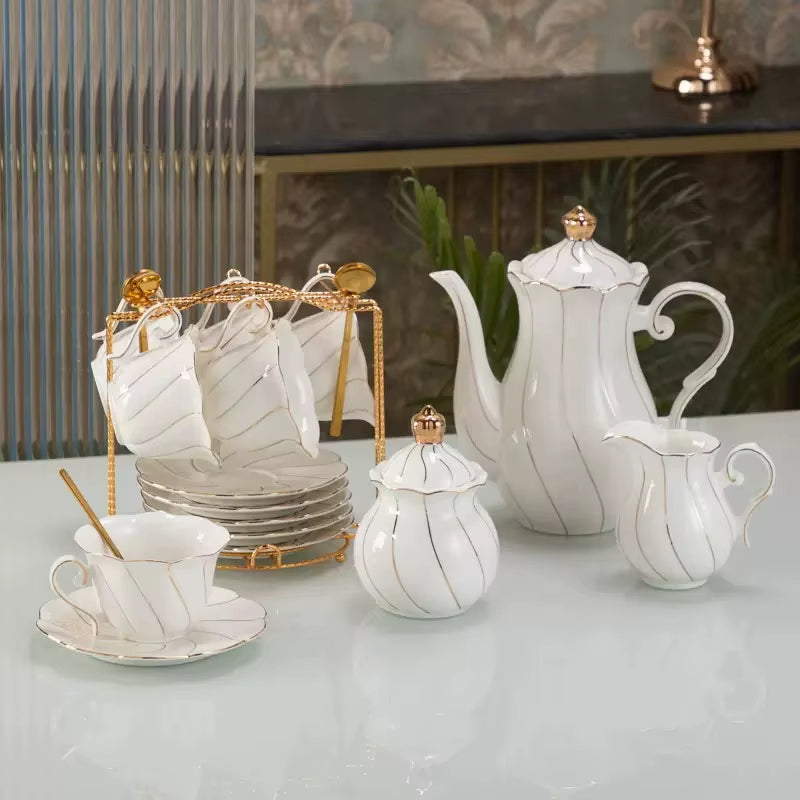 Elegant European Ceramic Coffee Cup and Saucer Set for Afternoon Tea