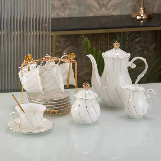 Elegant European Ceramic Coffee Cup and Saucer Set for Afternoon Tea