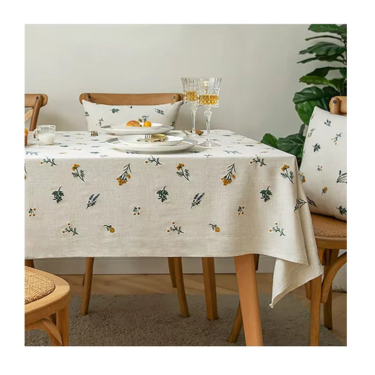 Cotton Linen Tablecloth for Dining Room Rectangular Party Use
