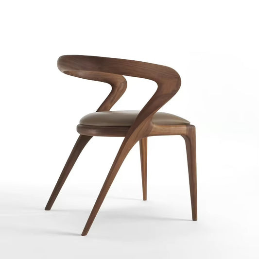 Heavy Duty Leather Dining Chair with Solid Wood Frame for Home Use