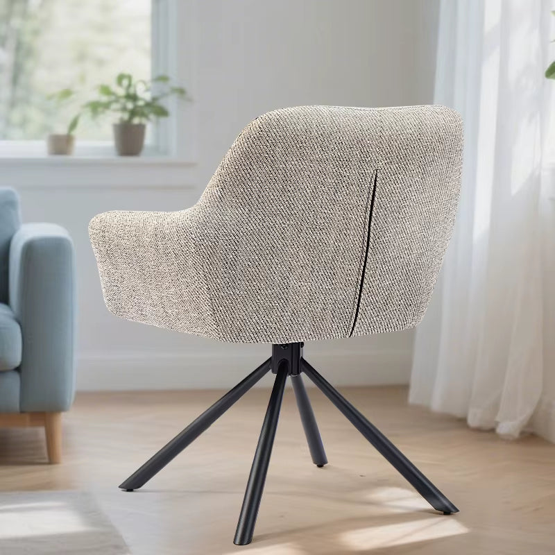 Modern Beige Accent Chair with Armrests for Living Room or Office