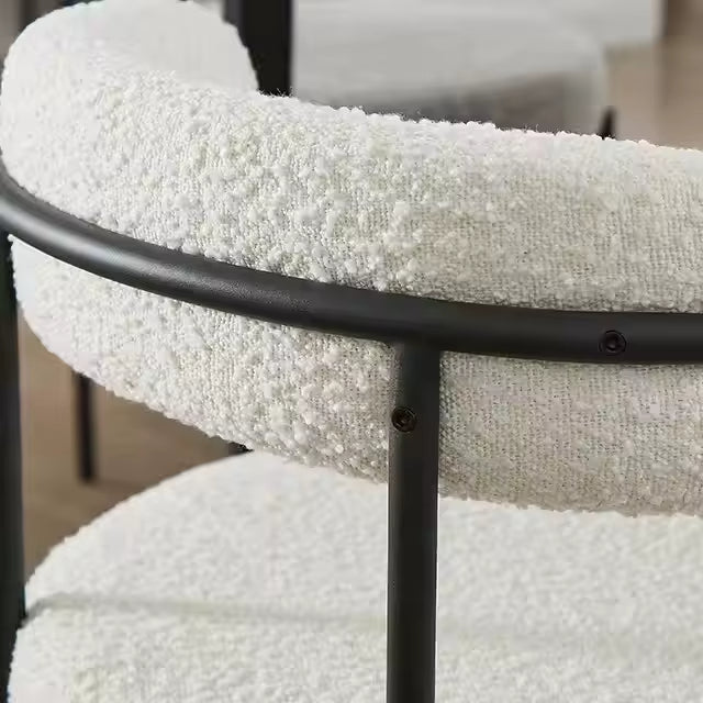 Modern Nordic Velvet Dining Chair with Curved Back and Metal Legs
