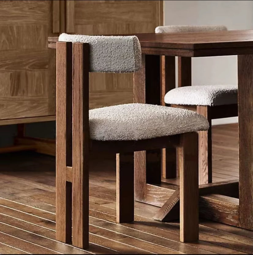 Luxury Nordic Upholstered Dining Chair with Solid Wood Frame