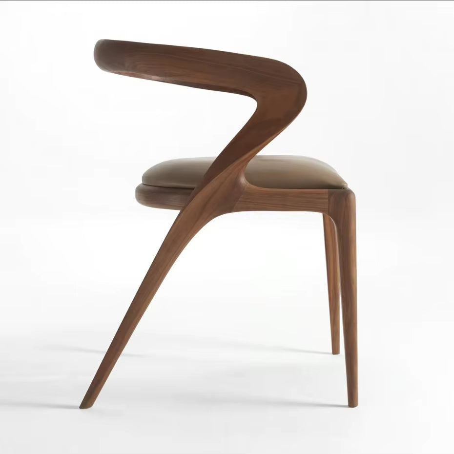 Heavy Duty Leather Dining Chair with Solid Wood Frame for Home Use