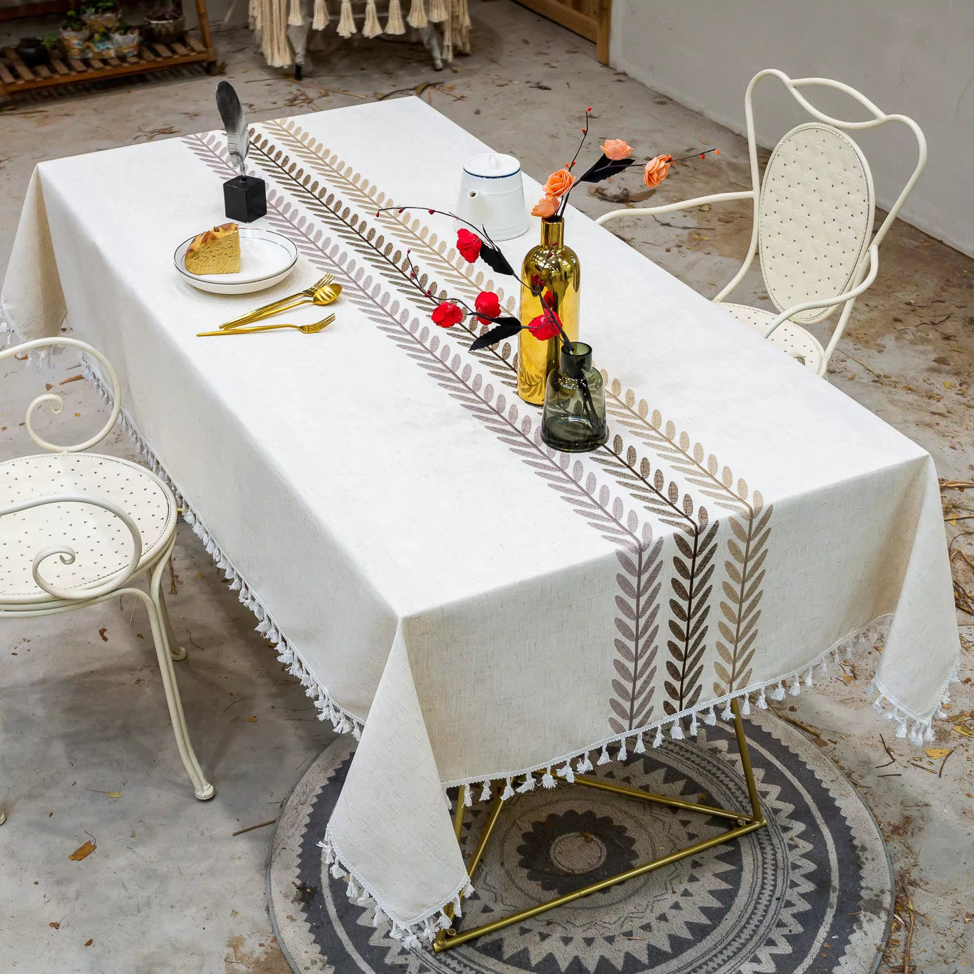 Elegant Cotton Linen Tablecloth Rectangle for Dining Room Decor