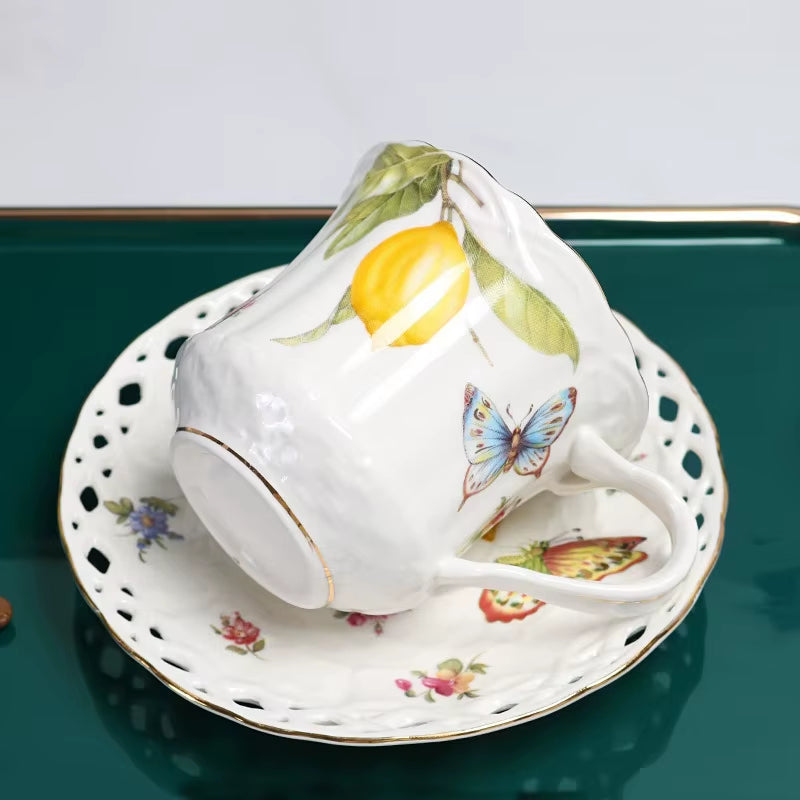 European Style Ceramic Coffee Cup and Saucer Elegant Tea Set