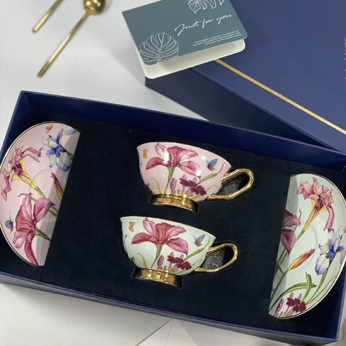 Luxury British Style Bone China Tea Cup and Saucer Set