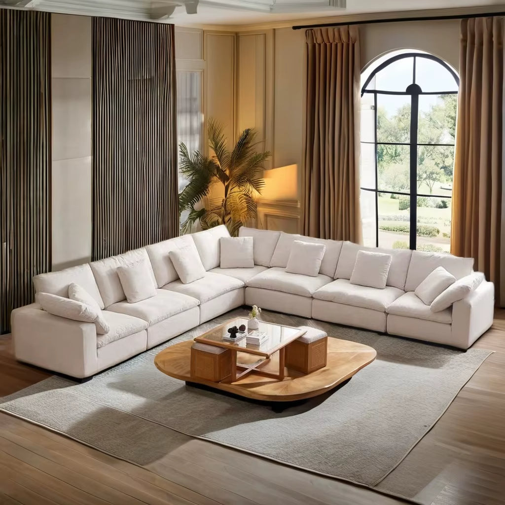 Nordic L-Shaped Cloud Sofa Set Modern Villa Corner Furniture