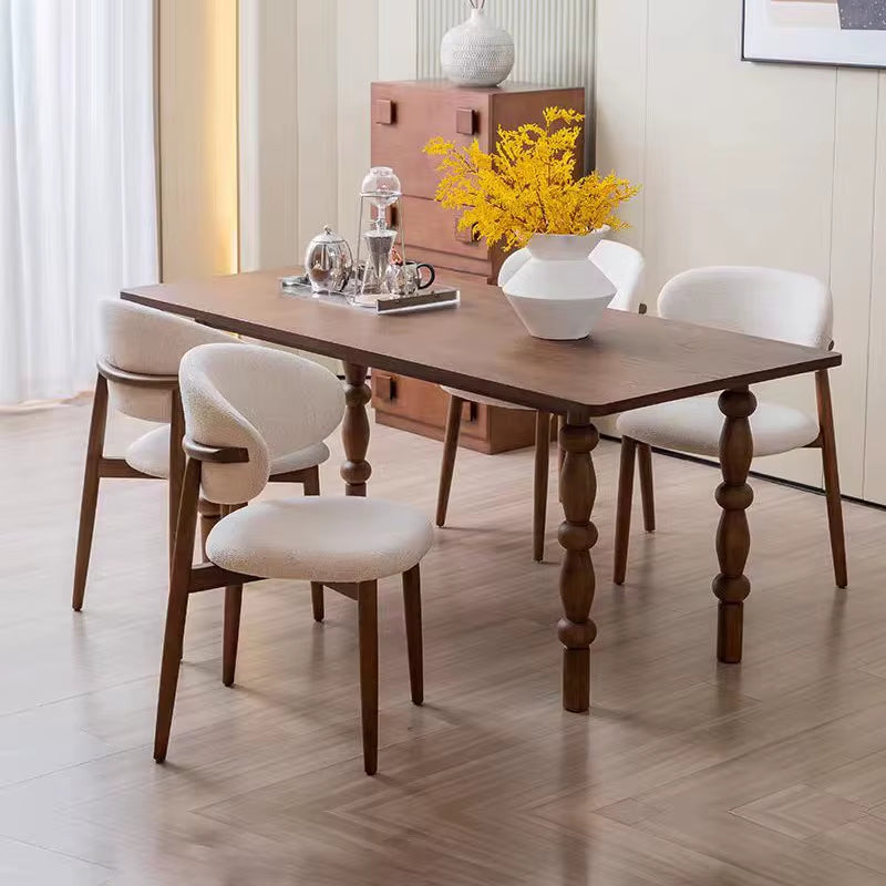 Modern Solid Wood Dining Chair with Fabric Seat for Home and Restaurant