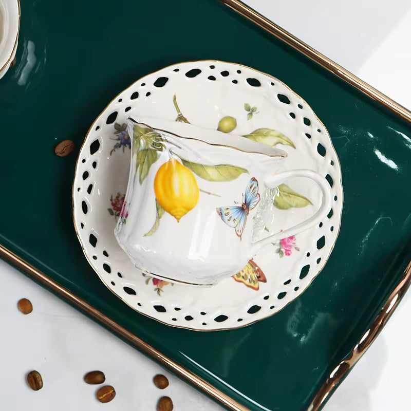 European Style Ceramic Coffee Cup and Saucer Elegant Tea Set